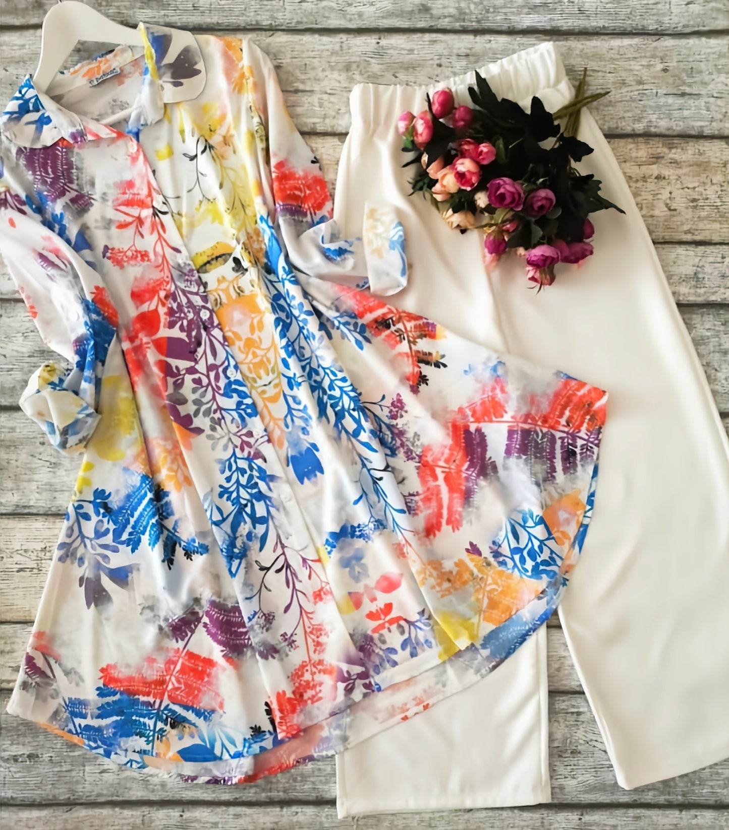 Fancy Round Rainbow Color Kurti With Palazzo