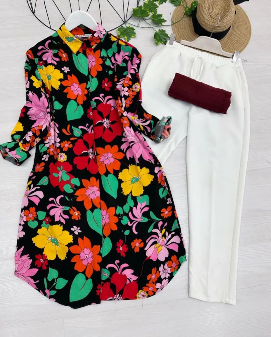 Multi Floral Printed Kurti With Palazzo