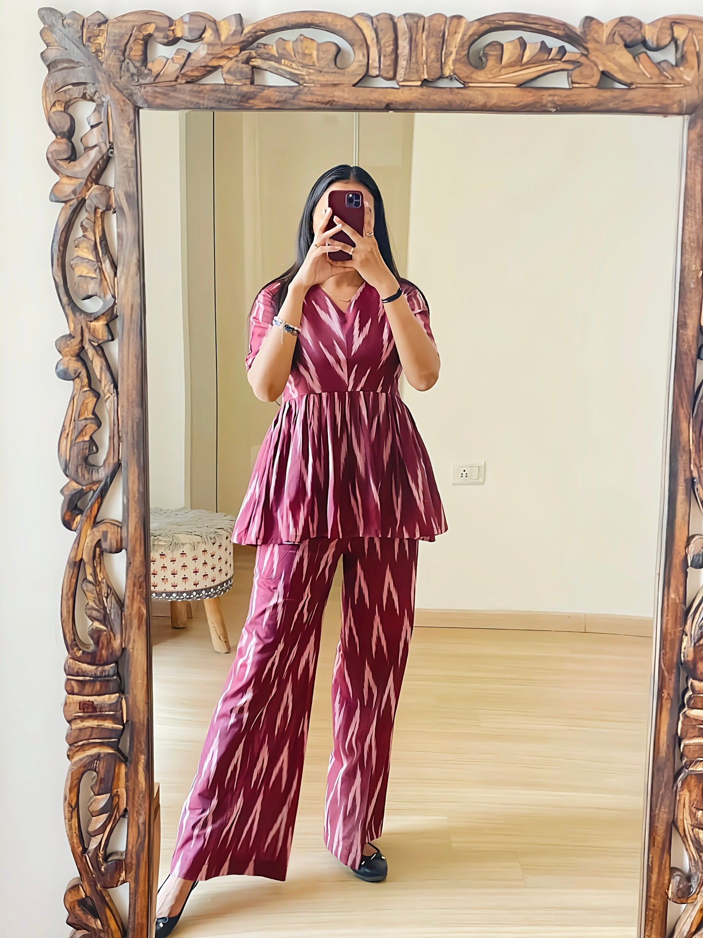 Puple Maxi Ikkat Co-Ord Set