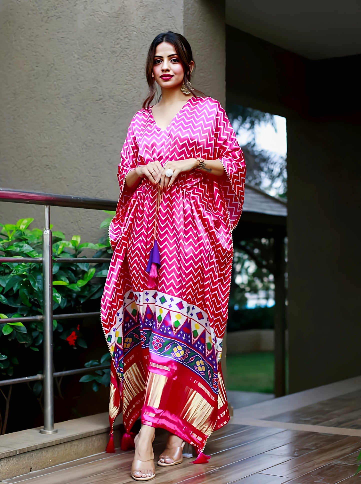 Multi Color Lehariya Kaftan