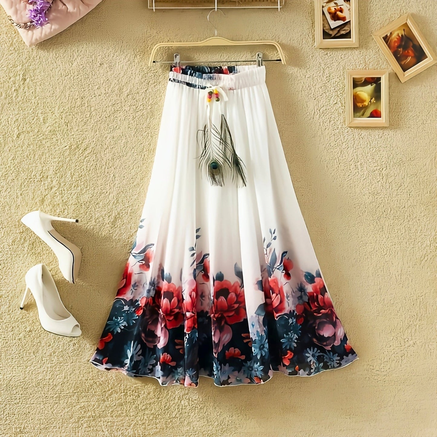 Flower With Original Morpankh Red Long Skirt