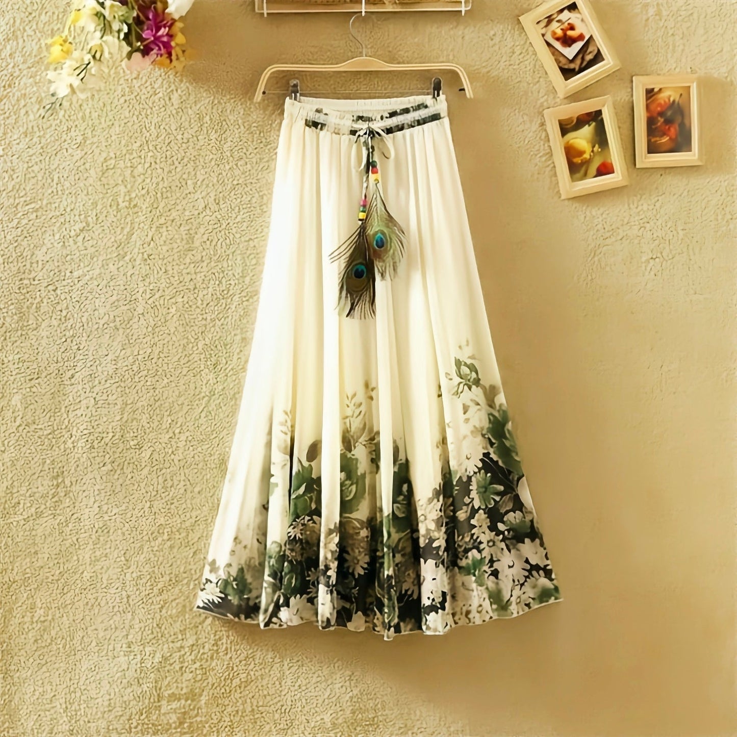 Green Flower Original Morpankh Long Skirt