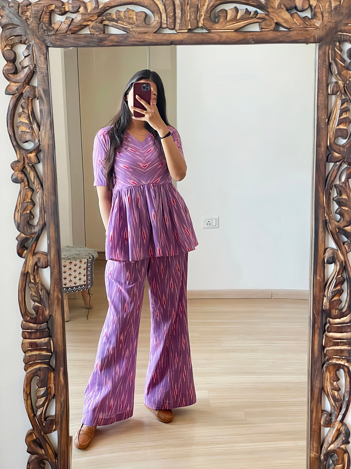 Lavender Digital Printed Poly Reyon Co-Ord Set