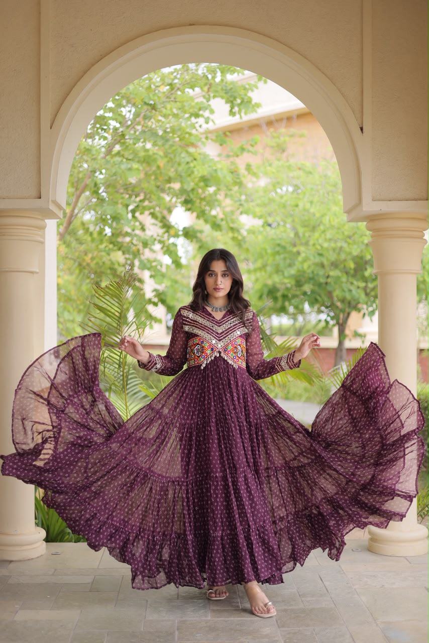 Bandhni Print Work Gown