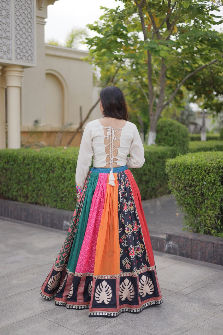 Gamthi Style Gota Designs Real Mirror Lace Work Lahengha Choli