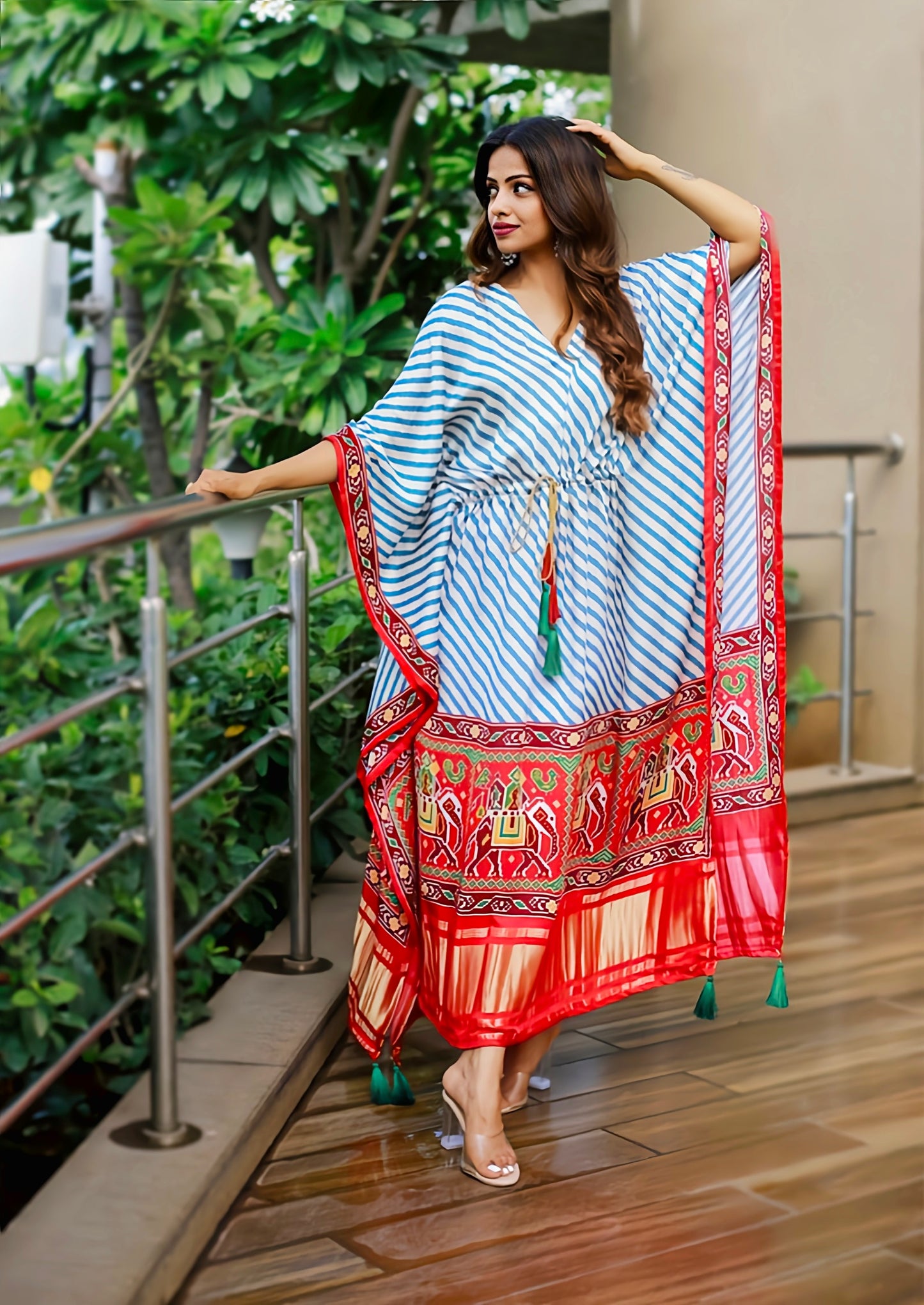 Multi Color Lehariya Kaftan