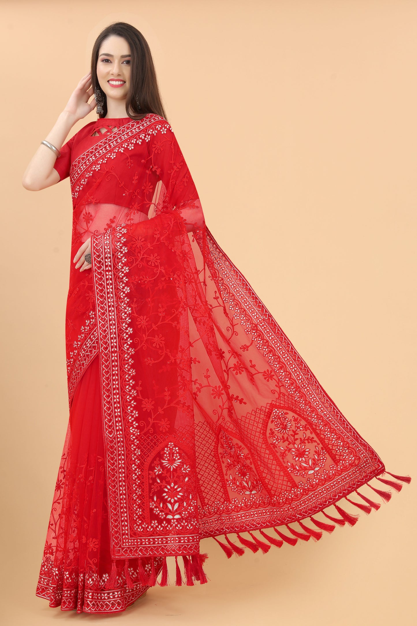 Aari Work Heavy Butterfly Net Saree