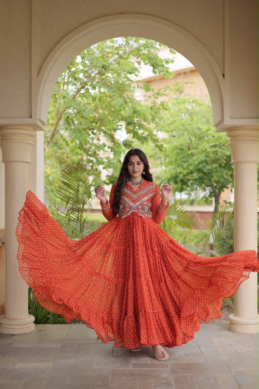 Bandhni Print Work Gown
