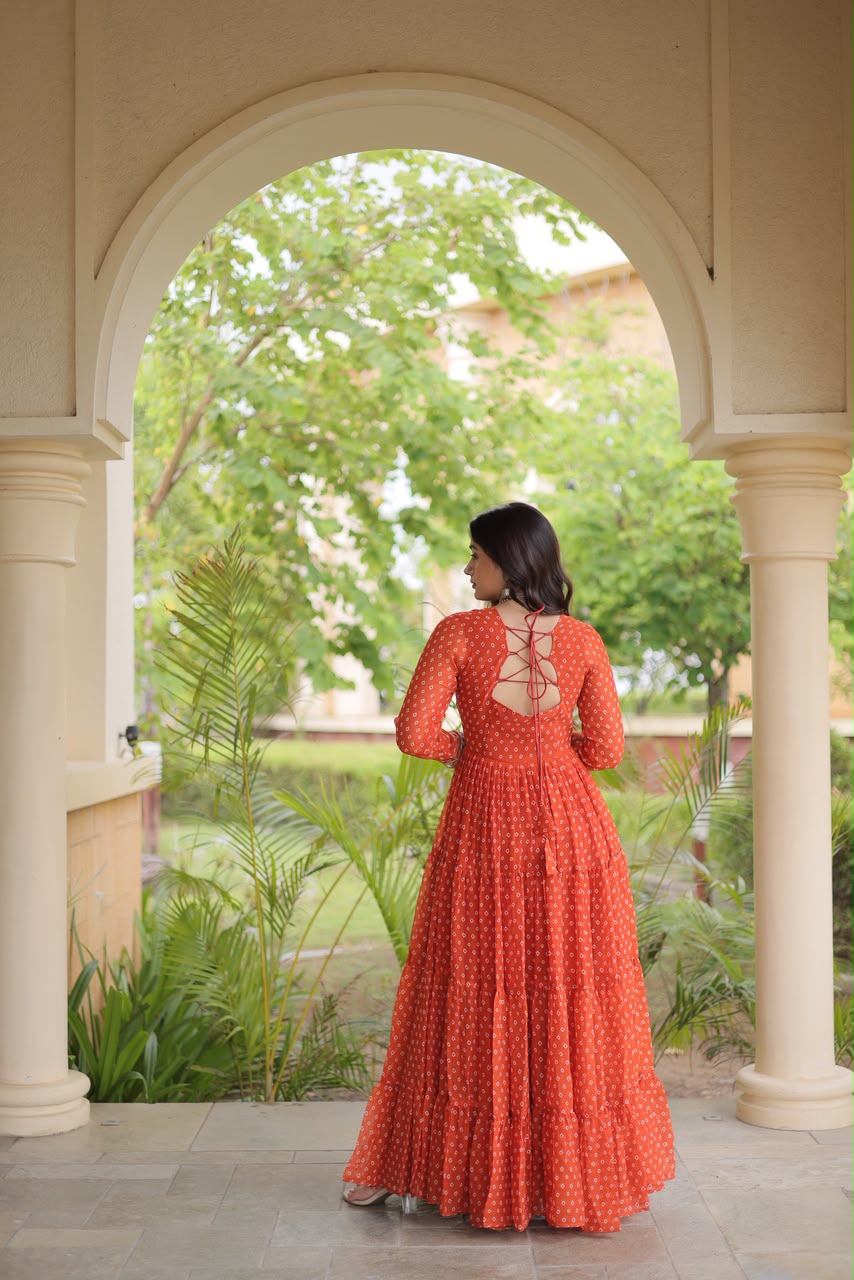 Bandhni Print Work Gown