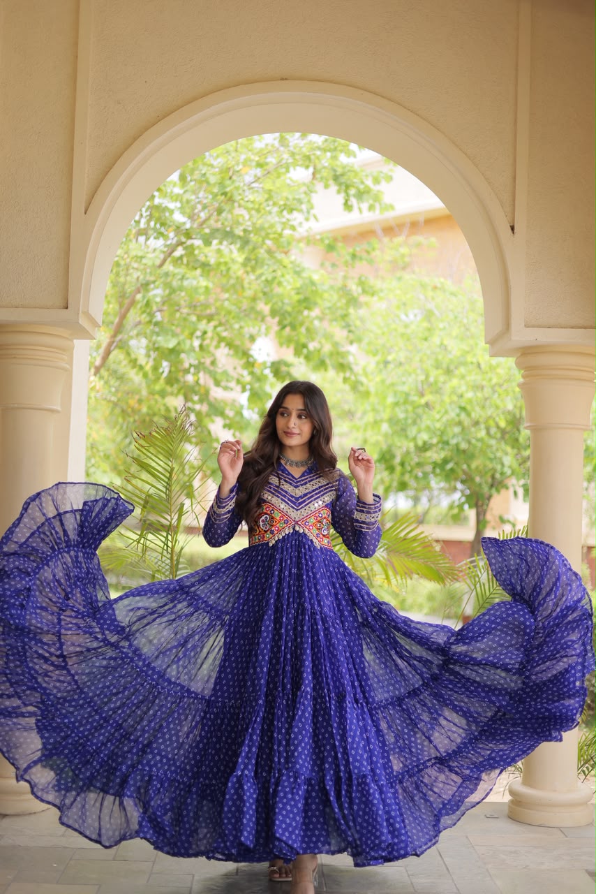 Bandhni Print Work Gown
