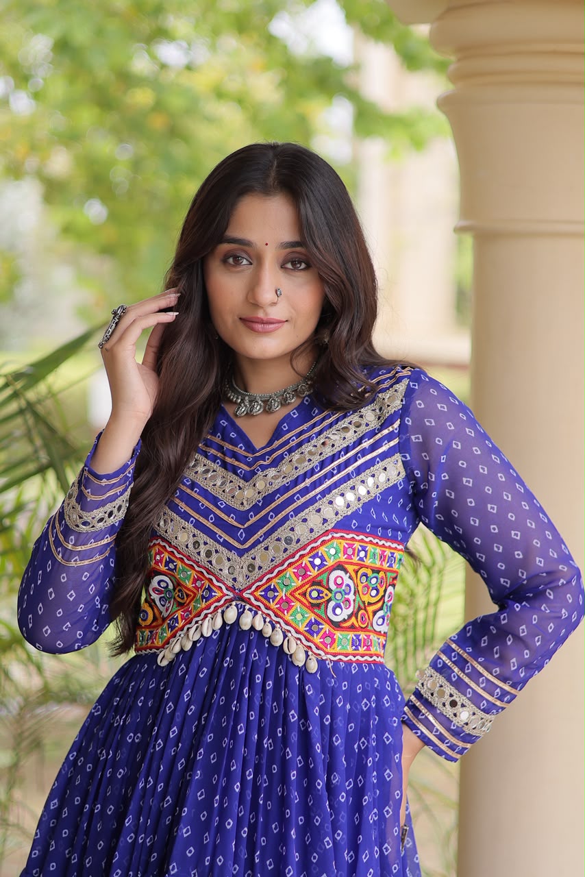 Bandhni Print Work Gown