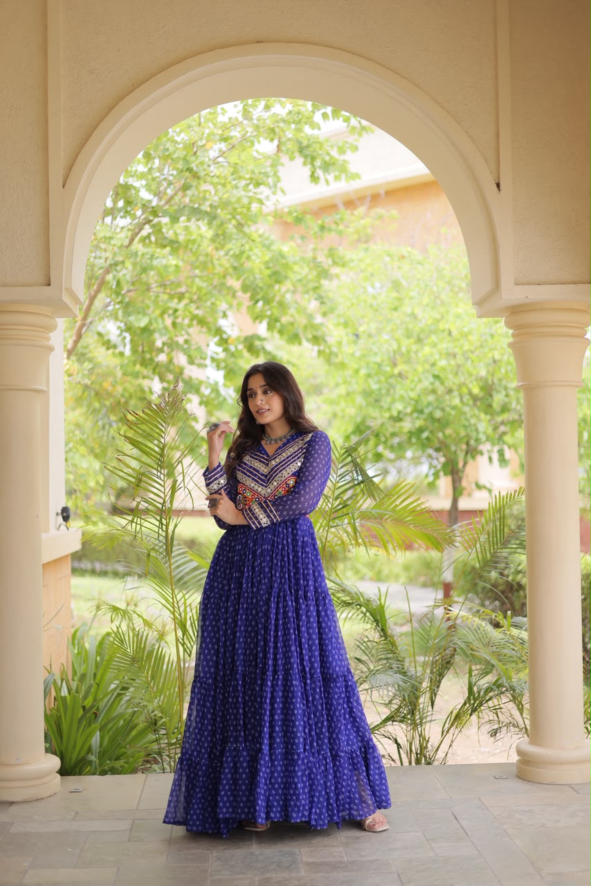 Bandhni Print Work Gown