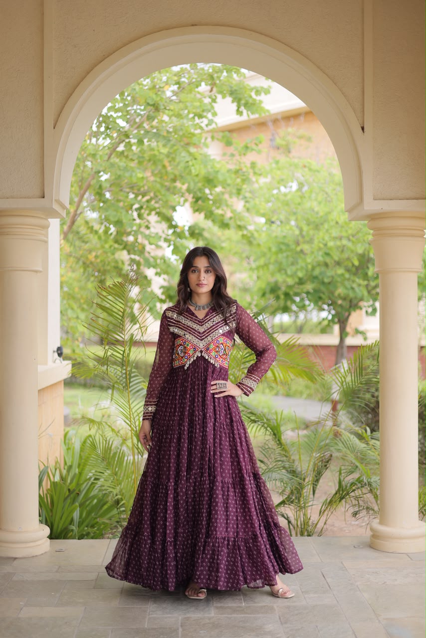 Bandhni Print Work Gown