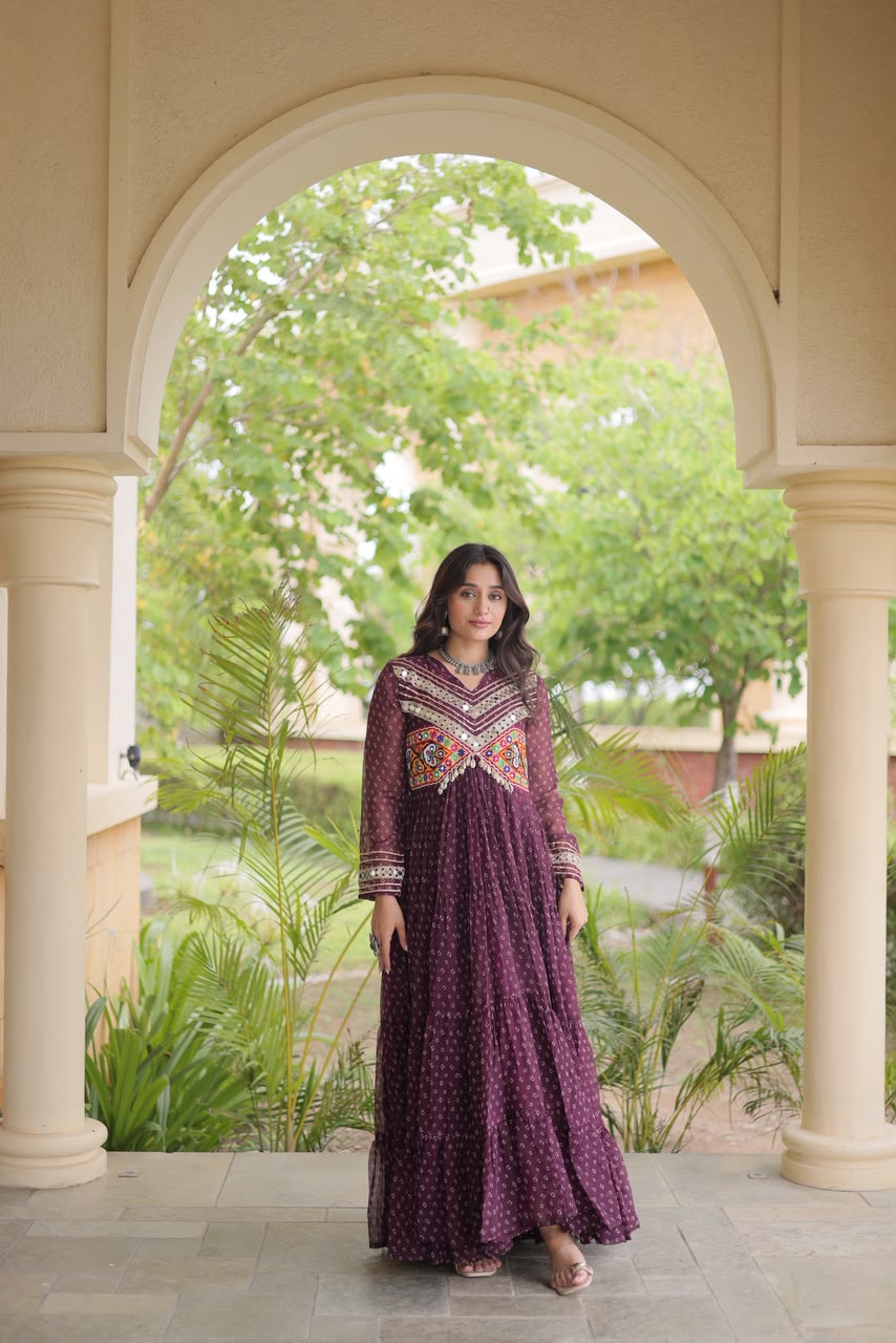 Bandhni Print Work Gown