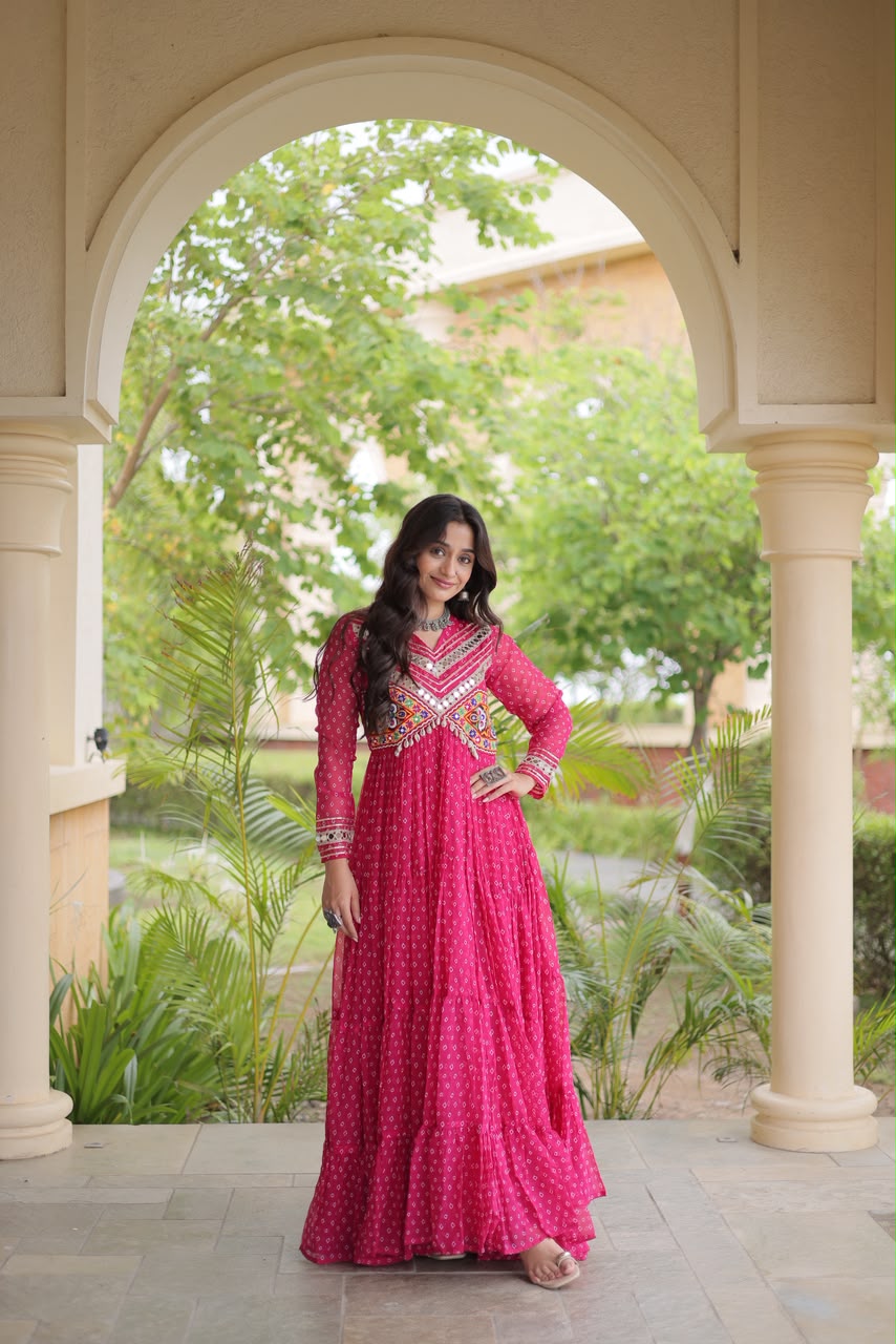 Bandhni Print Work Gown
