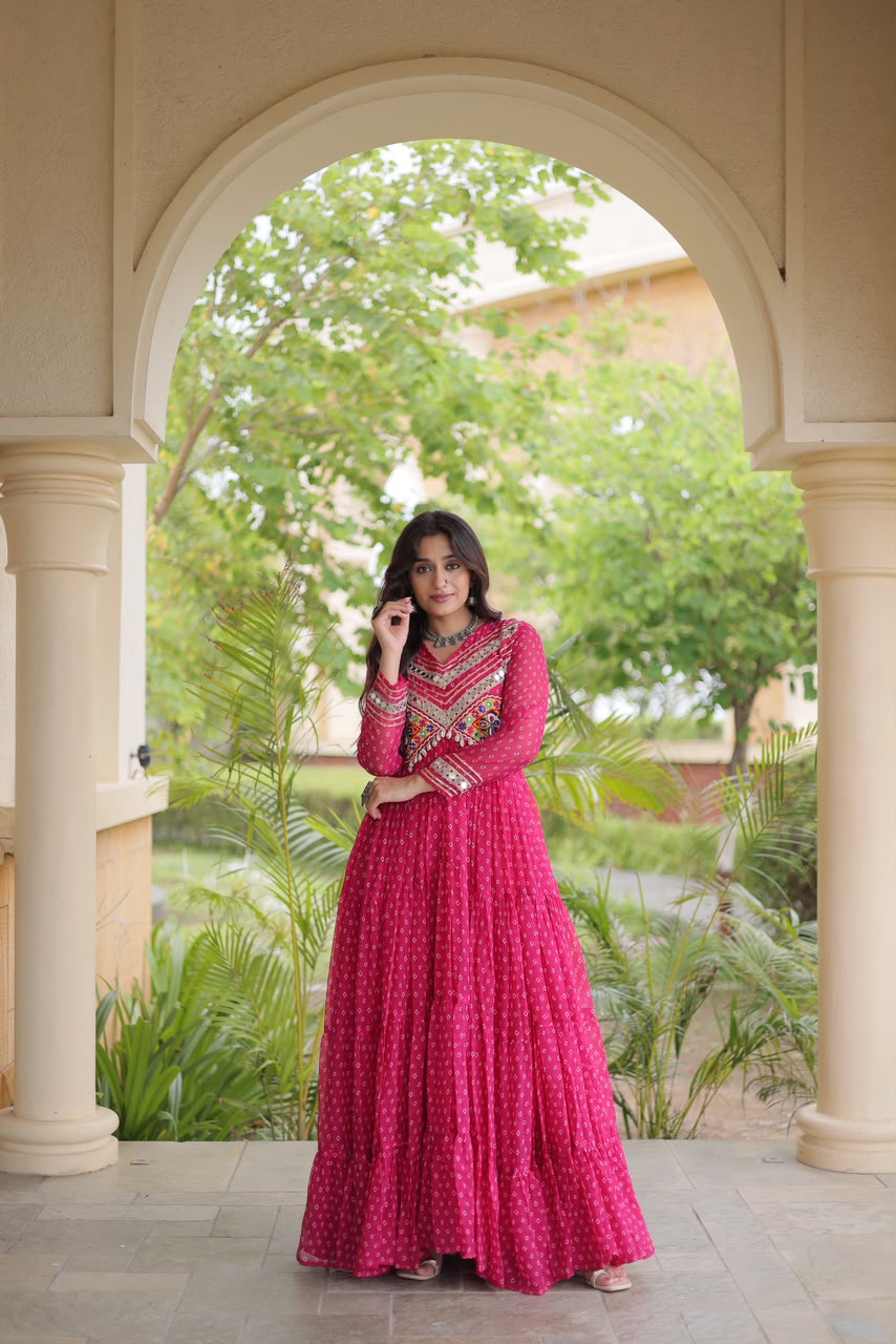 Bandhni Print Work Gown