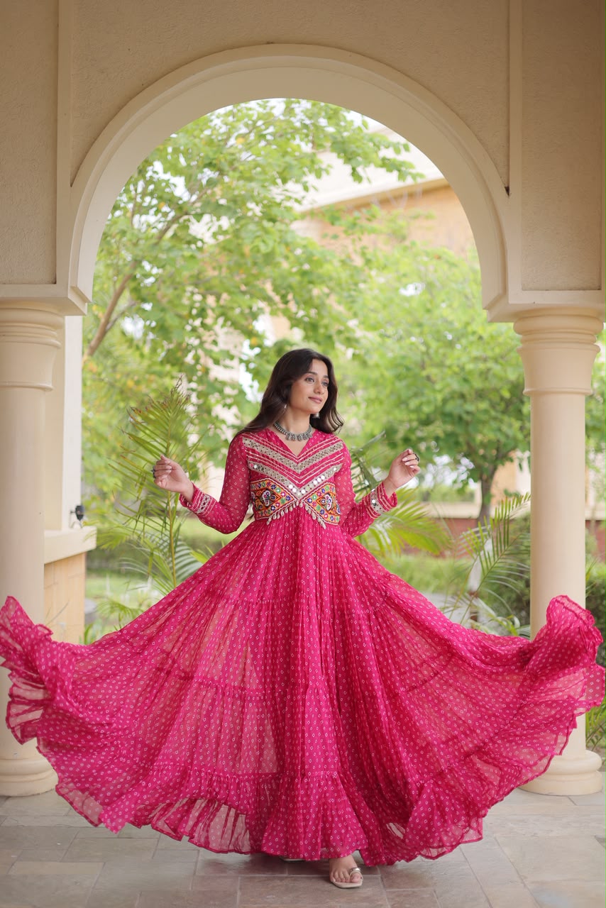 Bandhni Print Work Gown