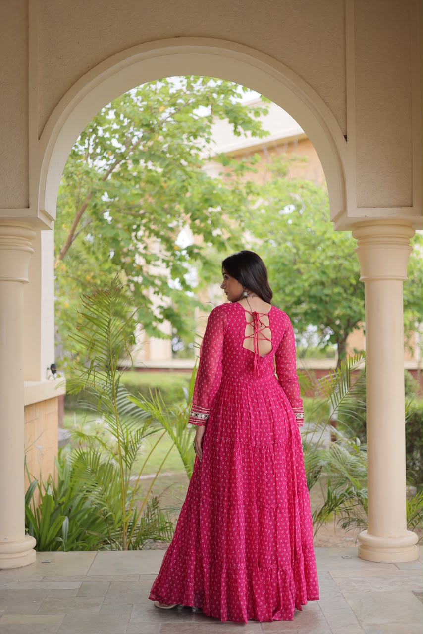 Bandhni Print Work Gown