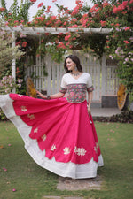 Lotus Flower Gota & Mirror Work Lehenga Choli