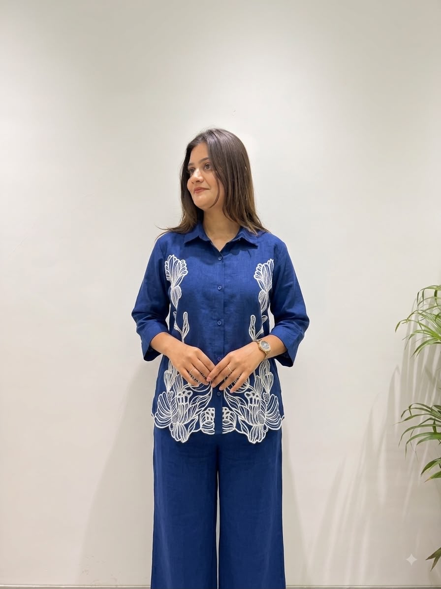 Designer Embroidrey Work Co-ord Set Cotton