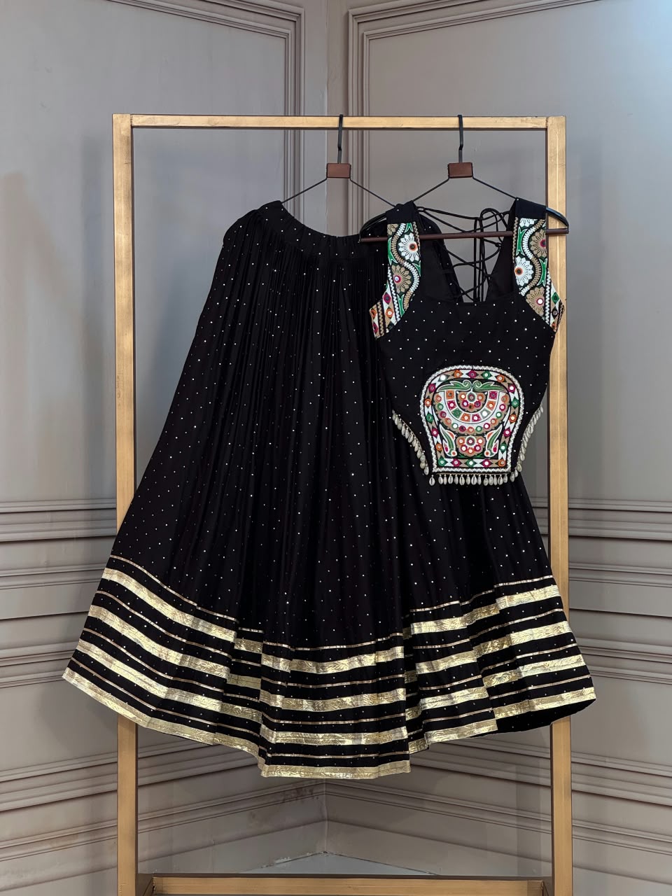 Attractive Mukesh-work With Patti Lace work Lehengha Choli