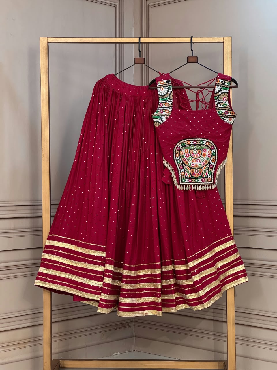 Attractive Mukesh-work With Patti Lace work Lehengha Choli