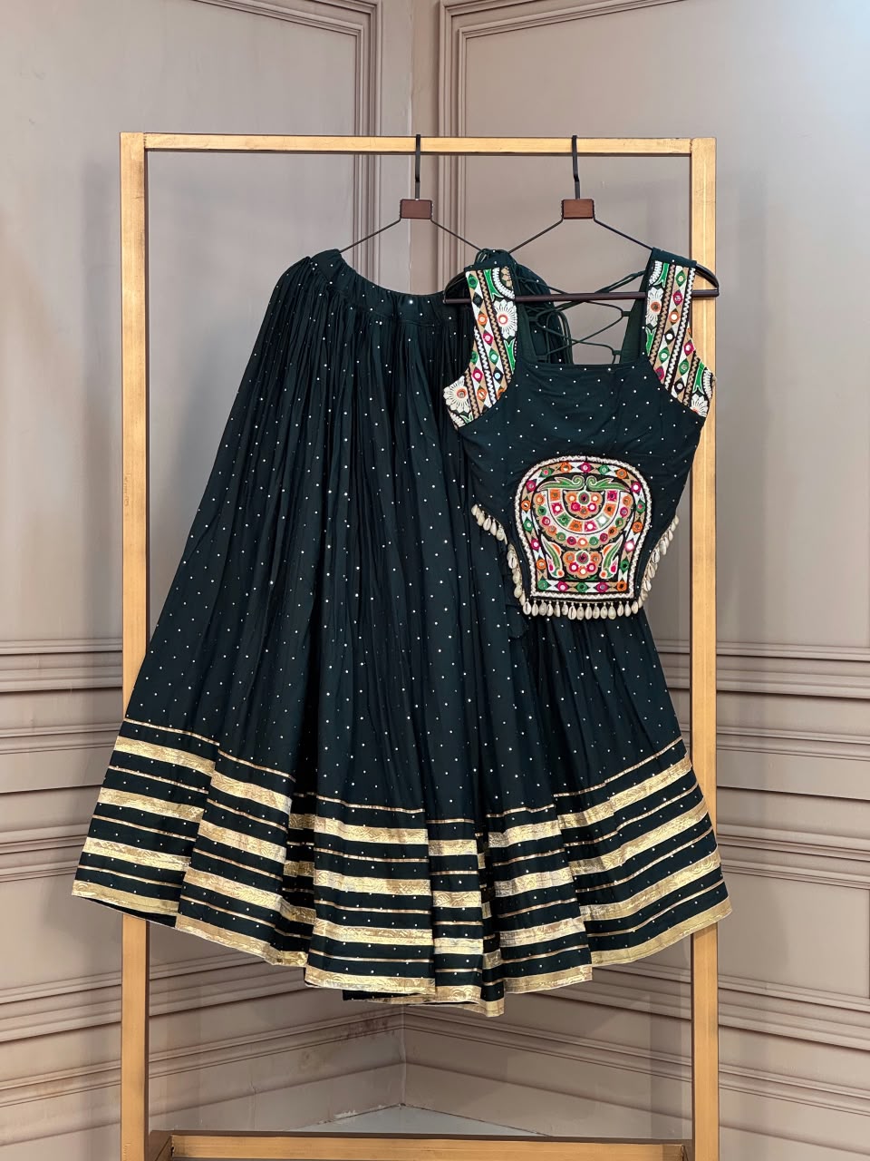 Attractive Mukesh-work With Patti Lace work Lehengha Choli