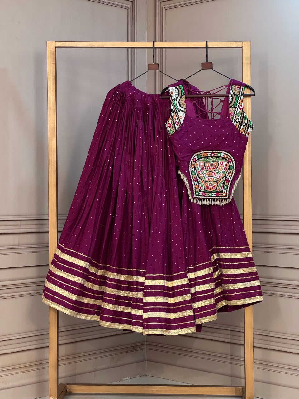 Attractive Mukesh-work With Patti Lace work Lehengha Choli