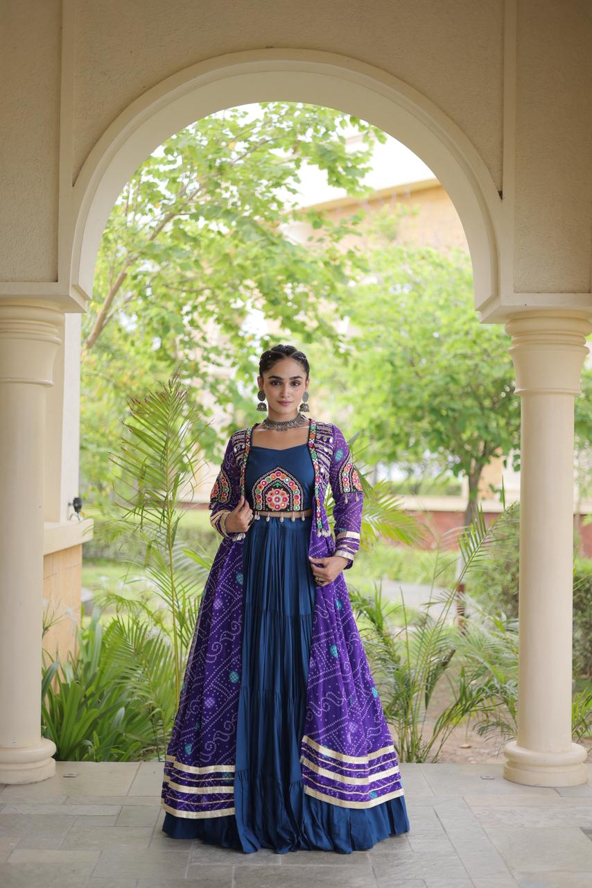Bandhni Design Shrug With Butta Patch