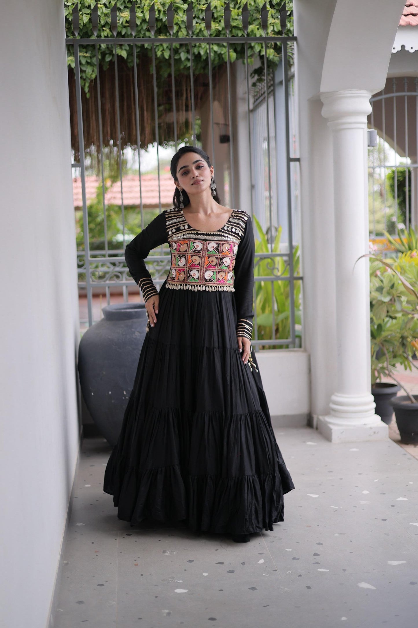 Embroidered and Mirror Work Gown