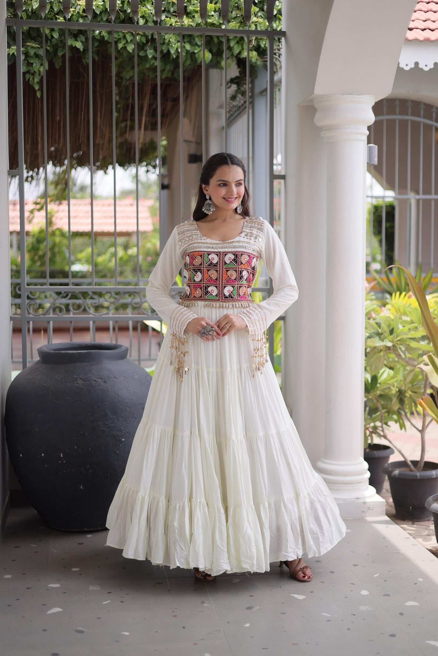 Embroidered and Mirror Work Gown