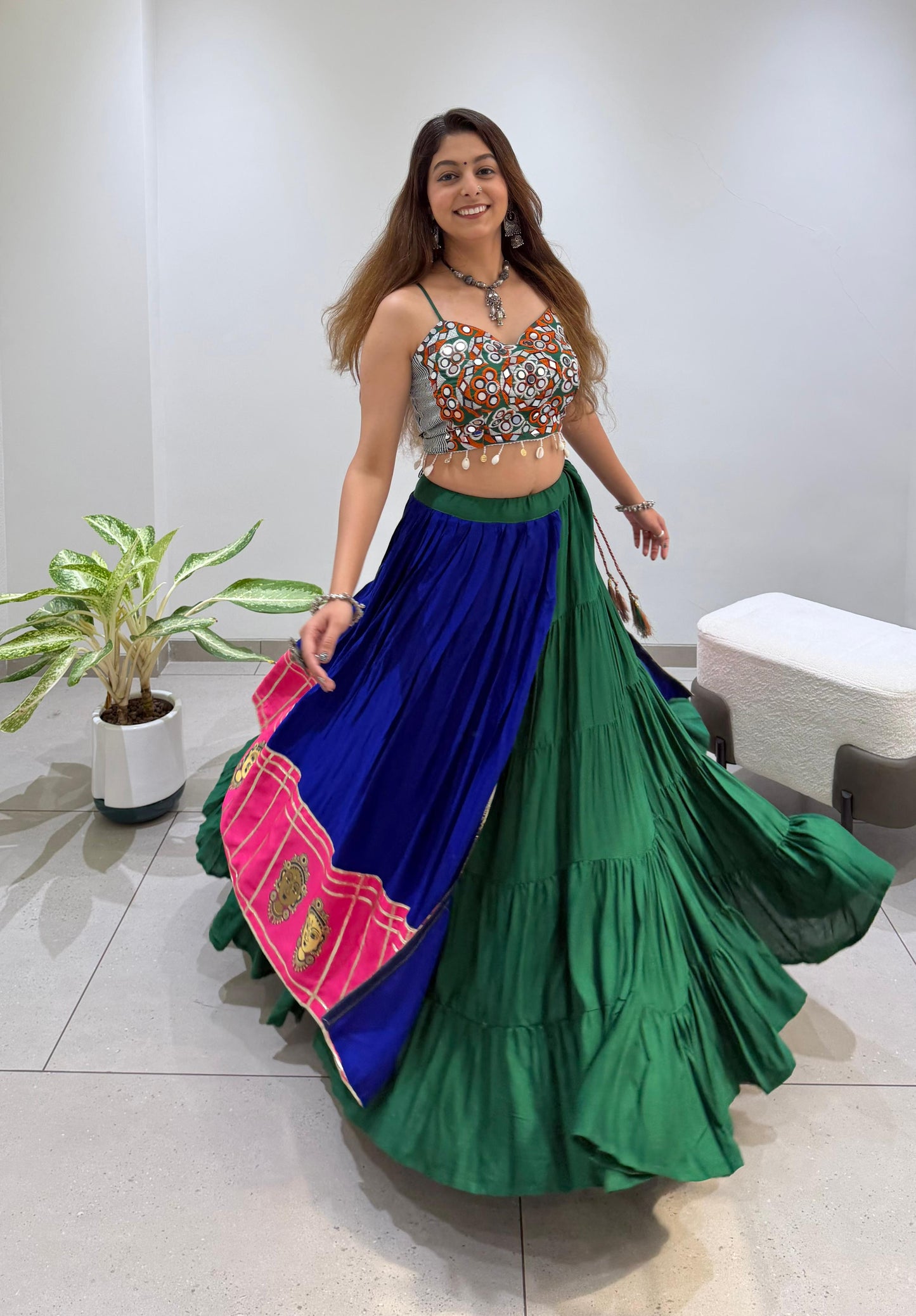 Mirror Work Gamthi Work Lehenga Choli