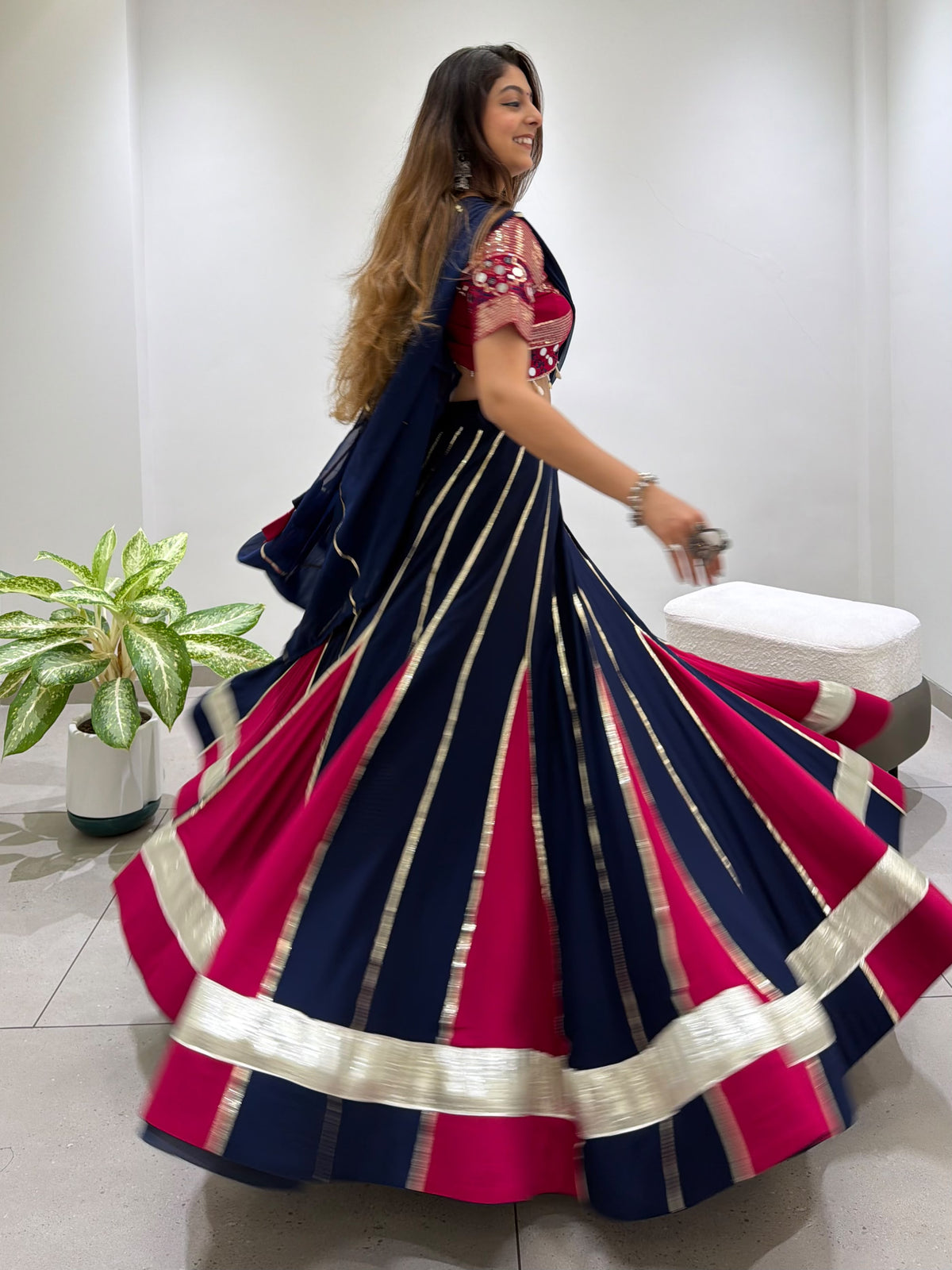 New Style Black and Marun Lahenga Choli