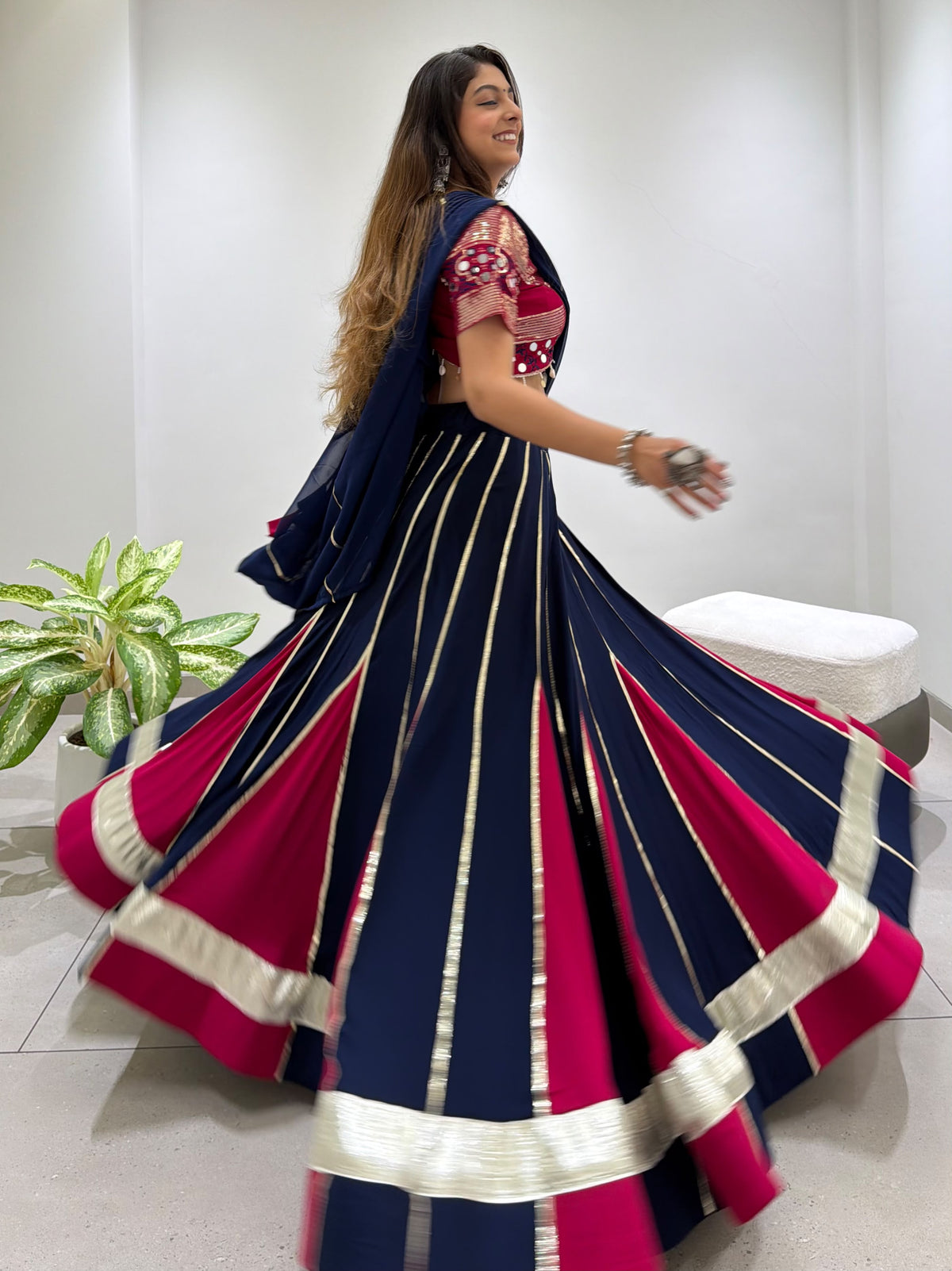 New Style Black and Marun Lahenga Choli